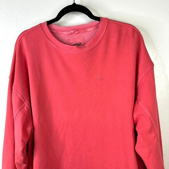 Aerie Real Crew Crewneck Terry Cloth Oversized Embroidered Heart Sweatshirt - Picture 2 of 5